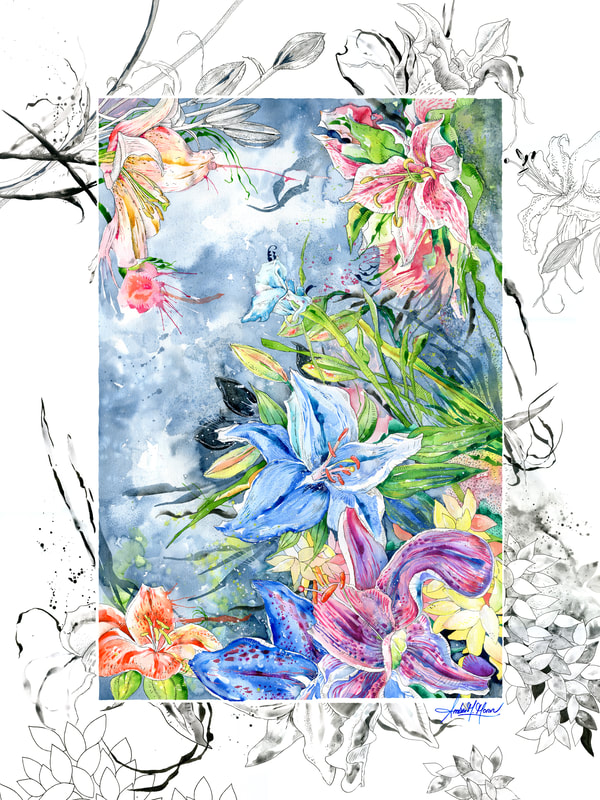 amber-moran-watercolor-artist-lily-flowers-original-art