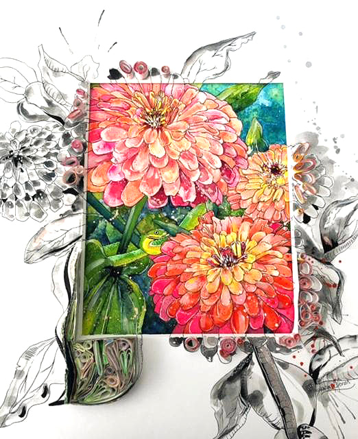 flower-painting-watercolor-quilling-art-moran-pink-amber-sale-available